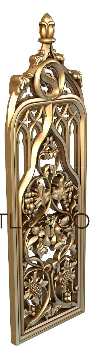 The panel is figured (Gothic and grapes, PF_0024) 3D models for cnc