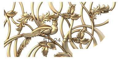 The panel is figured (Bird of paradise, PF_0028) 3D models for cnc