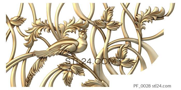 The panel is figured (Bird of paradise, PF_0028) 3D models for cnc
