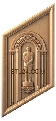The panel is figured (Knight in armor, PF_0040) 3D models for cnc