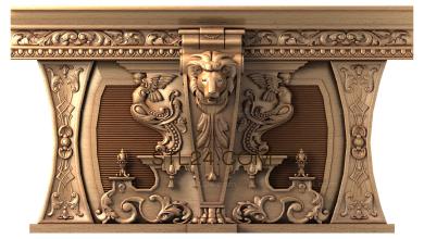 The panel is figured (Lions face on the mantelpiece, PF_0051) 3D models for cnc