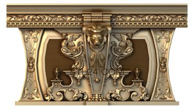 The panel is figured (Lions face on the mantelpiece, PF_0051) 3D models for cnc