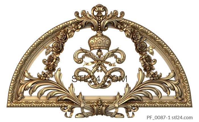 The panel is figured (Crown with monogram-1, PF_0087-1) 3D models for cnc