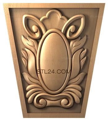 The panel is figured (Medallion with ears, PF_0112) 3D models for cnc