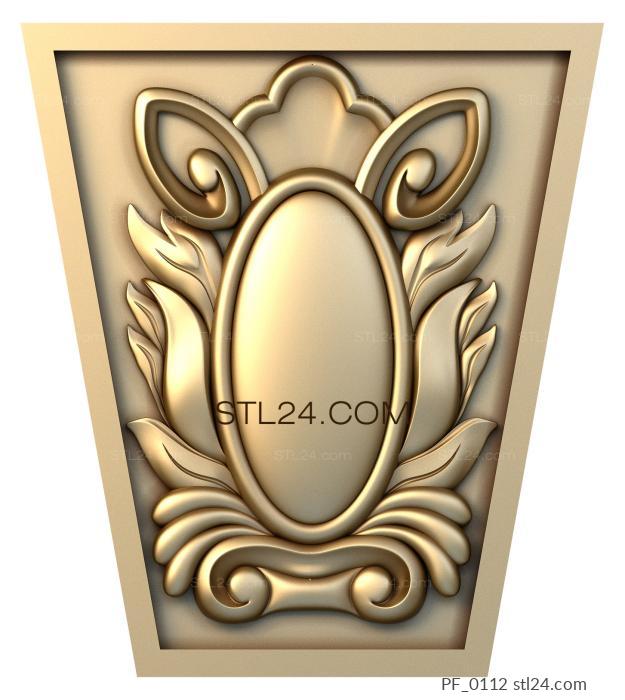 The panel is figured (Medallion with ears, PF_0112) 3D models for cnc