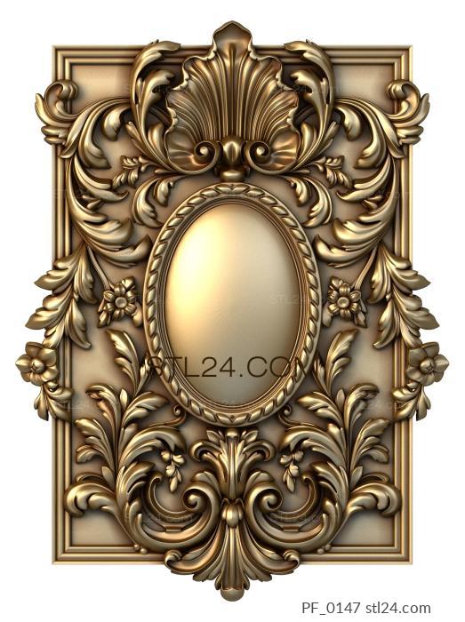The panel is figured (Rococo medallion, PF_0147) 3D models for cnc