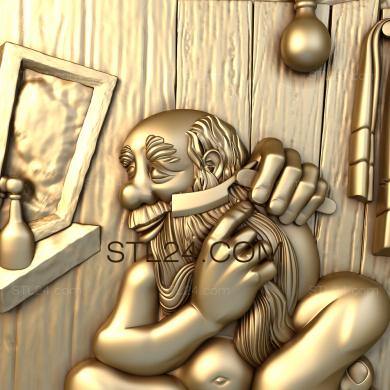 Art panel (Grandfather in the bathhouse, PD_0019) 3D models for cnc