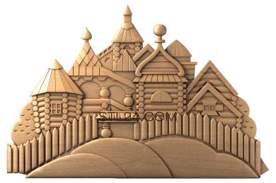 Панно (Деревянные домики, PD_0035) 3D модель для ЧПУ станка