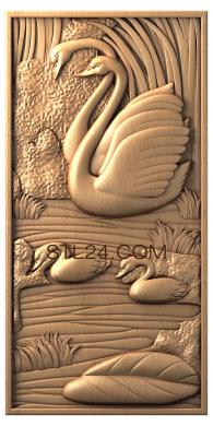 Art panel (Swans, PD_0044) 3D models for cnc