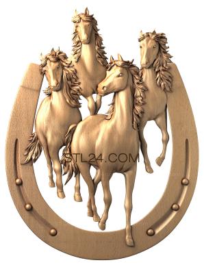 Art panel (Horses and horseshoes, PD_0060) 3D models for cnc
