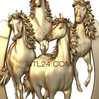 Art panel (Horses and horseshoes, PD_0060) 3D models for cnc