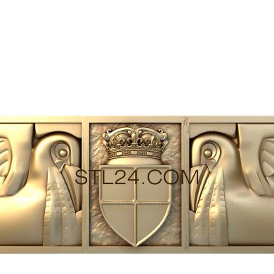 Art panel (Crown and birds, PD_0068) 3D models for cnc