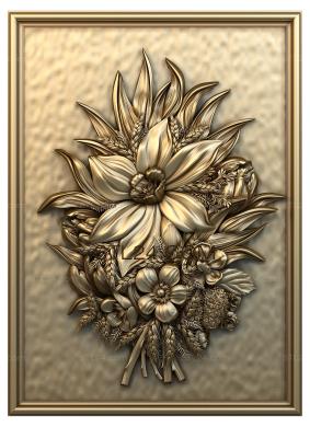 Art panel (Bouquet of flowers, PD_0089) 3D models for cnc