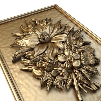 Art panel (Bouquet of flowers, PD_0089) 3D models for cnc