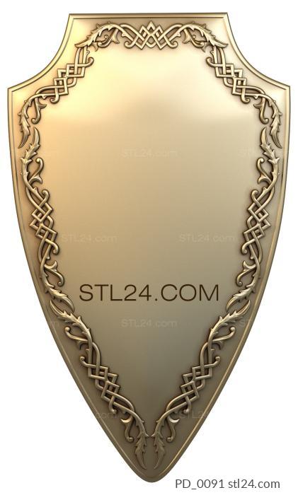 Art panel (Shield with an ornament, PD_0091) 3D models for cnc