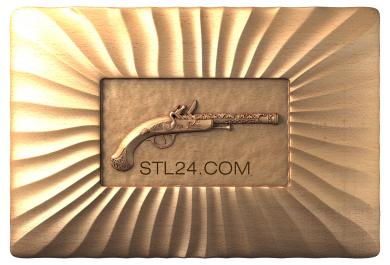 Art panel (Vintage pistol, PD_0093) 3D models for cnc