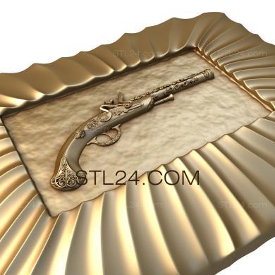 Art panel (Vintage pistol, PD_0093) 3D models for cnc