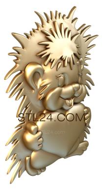 Art panel (Hedgehog with a heart, PD_0096) 3D models for cnc