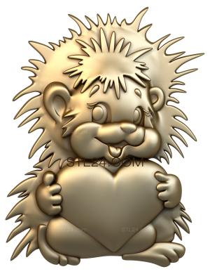 Art panel (Hedgehog with a heart, PD_0096) 3D models for cnc