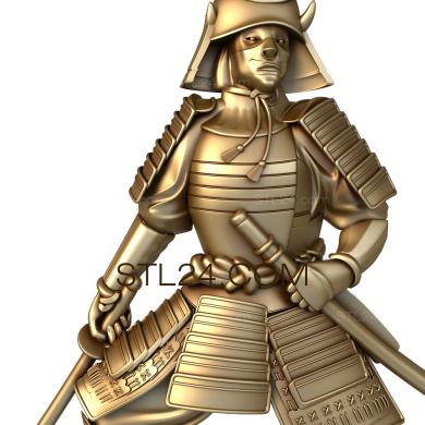 Панно (Японский воин с мечом, PD_0110) 3D модель для ЧПУ станка