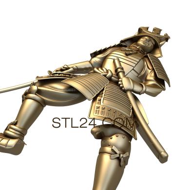 Панно (Японский воин с мечом, PD_0110) 3D модель для ЧПУ станка