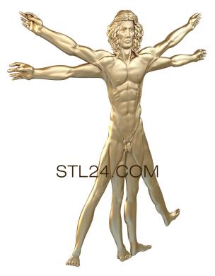 Art panel (The Vitruvian man, PD_0117) 3D models for cnc