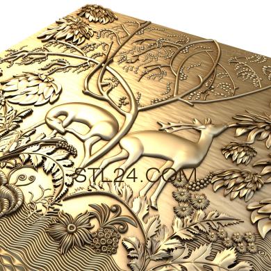 Art panel (Deer in the forest, PD_0127) 3D models for cnc