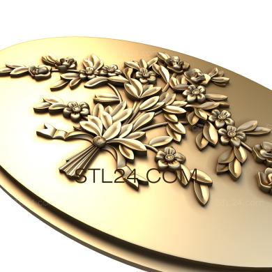 Art panel (Flowers with a ribbon, PD_0138) 3D models for cnc