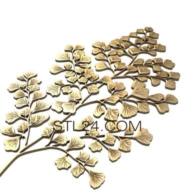 Art panel (A branch with leaves, PD_0146) 3D models for cnc