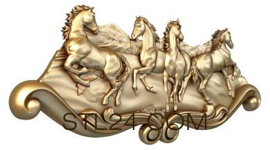 Art panel (Four horses, PD_0155-1) 3D models for cnc