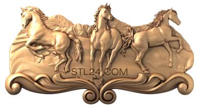 Art panel (Three horses, PD_0155) 3D models for cnc
