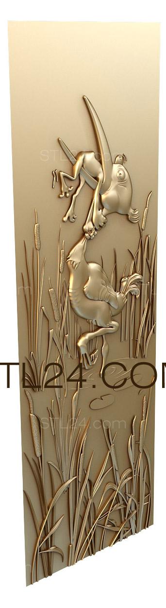 Art panel (The heron and the frog, PD_0163) 3D models for cnc