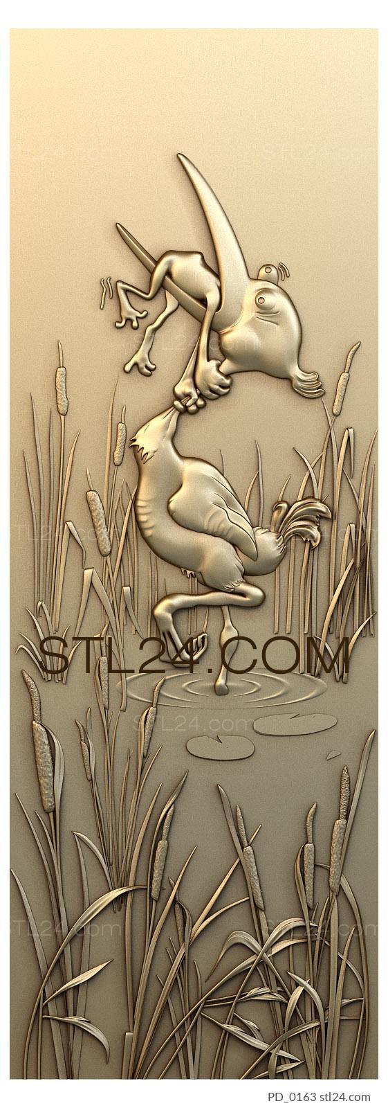 Art panel (The heron and the frog, PD_0163) 3D models for cnc