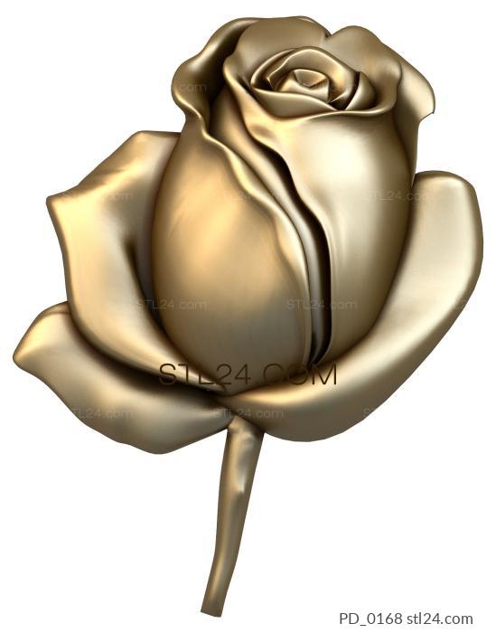 Панно (Бутон розы, PD_0168) 3D модель для ЧПУ станка