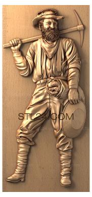 Art panel (Gold miner, PD_0176) 3D models for cnc