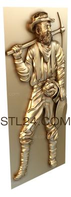 Art panel (Gold miner, PD_0176) 3D models for cnc