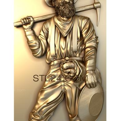 Art panel (Gold miner, PD_0176) 3D models for cnc
