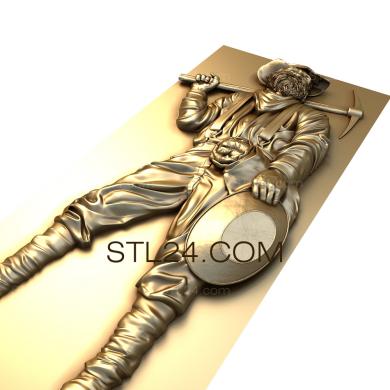 Art panel (Gold miner, PD_0176) 3D models for cnc