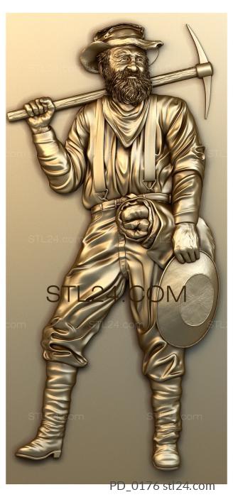 Art panel (Gold miner, PD_0176) 3D models for cnc