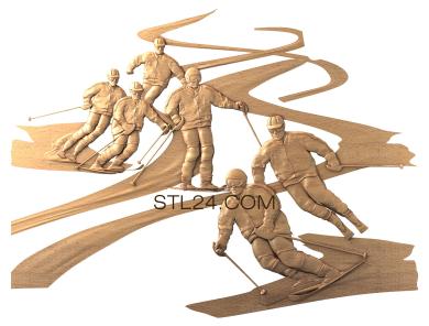 Art panel (Skiers ' descent, PD_0213) 3D models for cnc