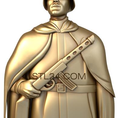 Art panel (Soldier with a submachine gun, PD_0224) 3D models for cnc