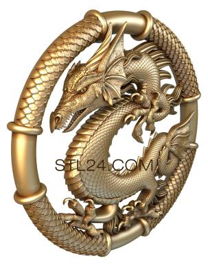 Панно (Китайский дракон, PD_0228) 3D модель для ЧПУ станка