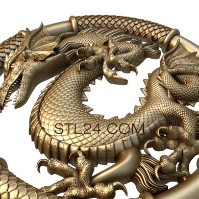 Панно (Китайский дракон, PD_0228) 3D модель для ЧПУ станка