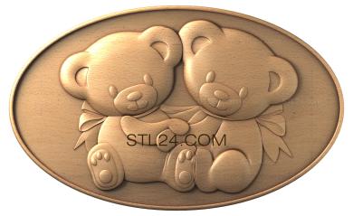 Art panel (Bear cubs, PD_0248) 3D models for cnc