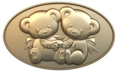 Art panel (Bear cubs, PD_0248) 3D models for cnc