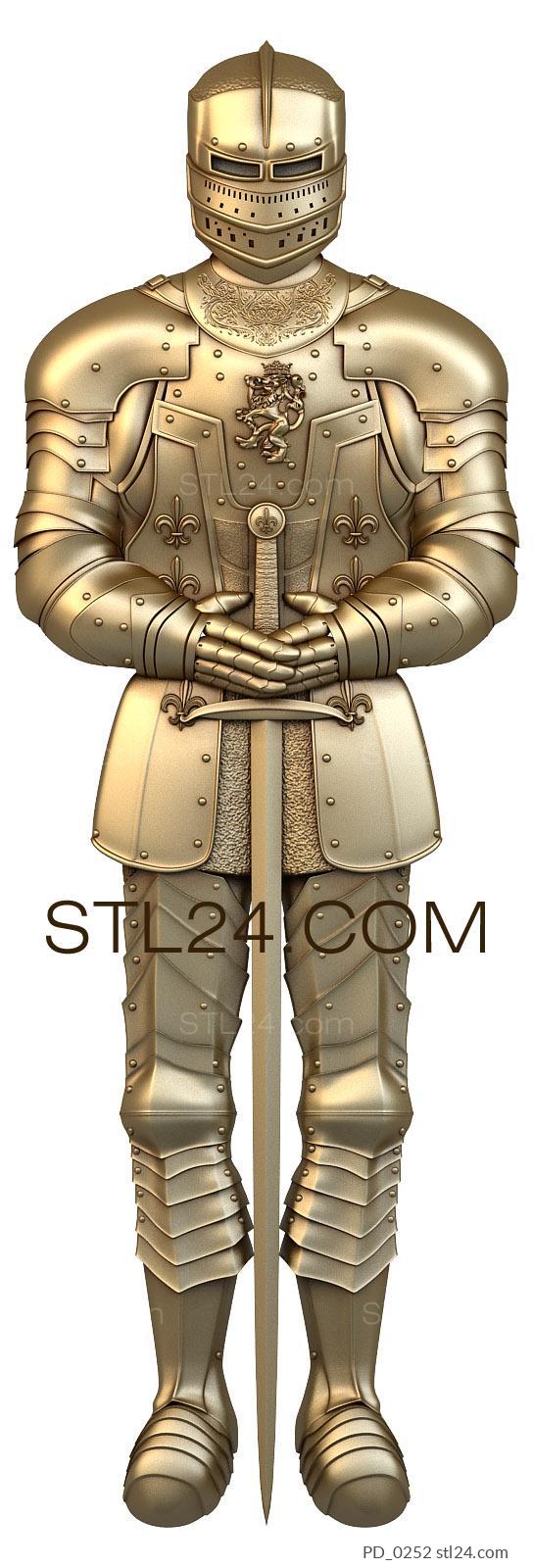 Панно (Рыцарь с мечом, PD_0252) 3D модель для ЧПУ станка
