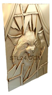 Art panel (The snarling wolf, PD_0253) 3D models for cnc