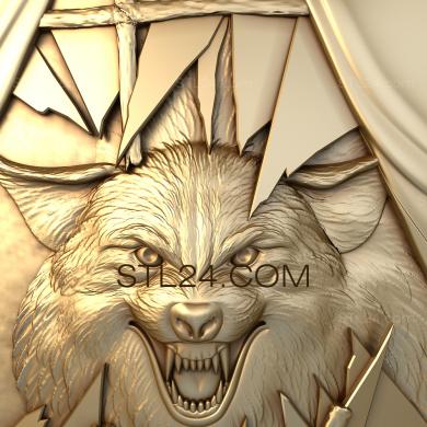 Art panel (The snarling wolf, PD_0253) 3D models for cnc
