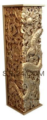 Art panel (Chinese dragon on a pole, PD_0254) 3D models for cnc