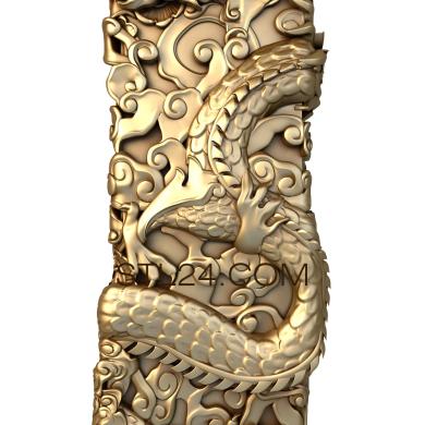 Панно (Китайский дракон на столбе, PD_0254) 3D модель для ЧПУ станка
